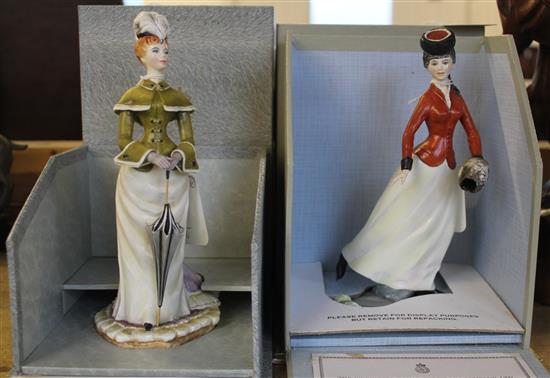 Two Royal Worcester Victorian figures by R van Ruyckevelt, Melanie 42/500 and Emily 222/500, boxed with certifcates